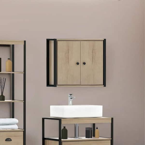 Karyl 23 in. W x 8 in. D x 19 in. H Bathroom Storage Wall Cabinet in Brown