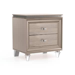 Panella Rose Gold 2-Drawer 22.88 in. W Nightstand