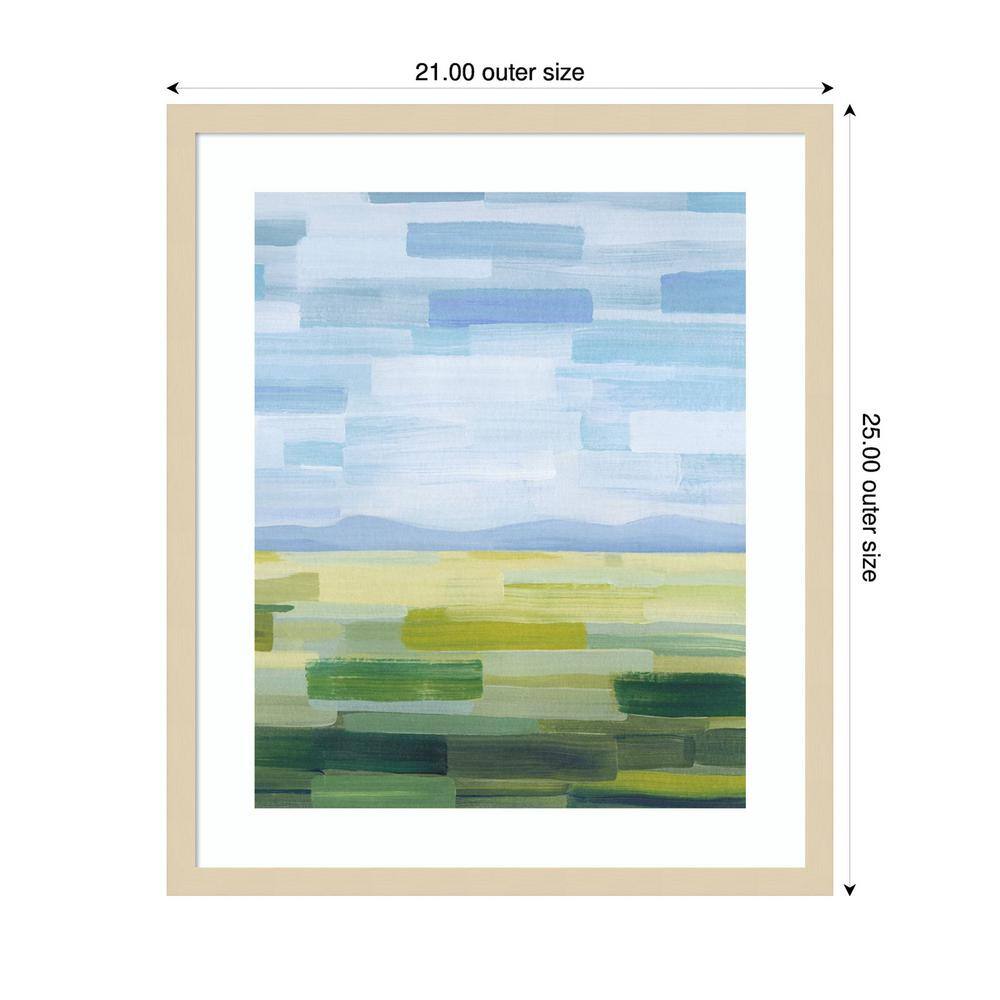 Grace Popp Abstract Landscape Lithograph with Brown Frame