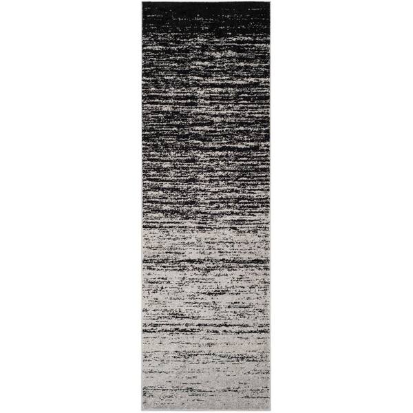 SAFAVIEH Adirondack Silver/Black Solid Color 3 ft. x 12 ft. Striped Runner Rug