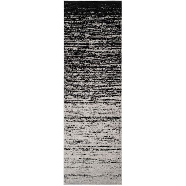 SAFAVIEH Adirondack Silver/Black 3 ft. x 16 ft. Solid Striped Runner Rug