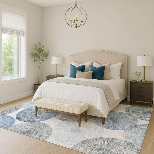 Chantille Machine Washable Indoor/Outdoor Abstract ACN2351 Denim 8 ft. x 10 ft. Area Rug