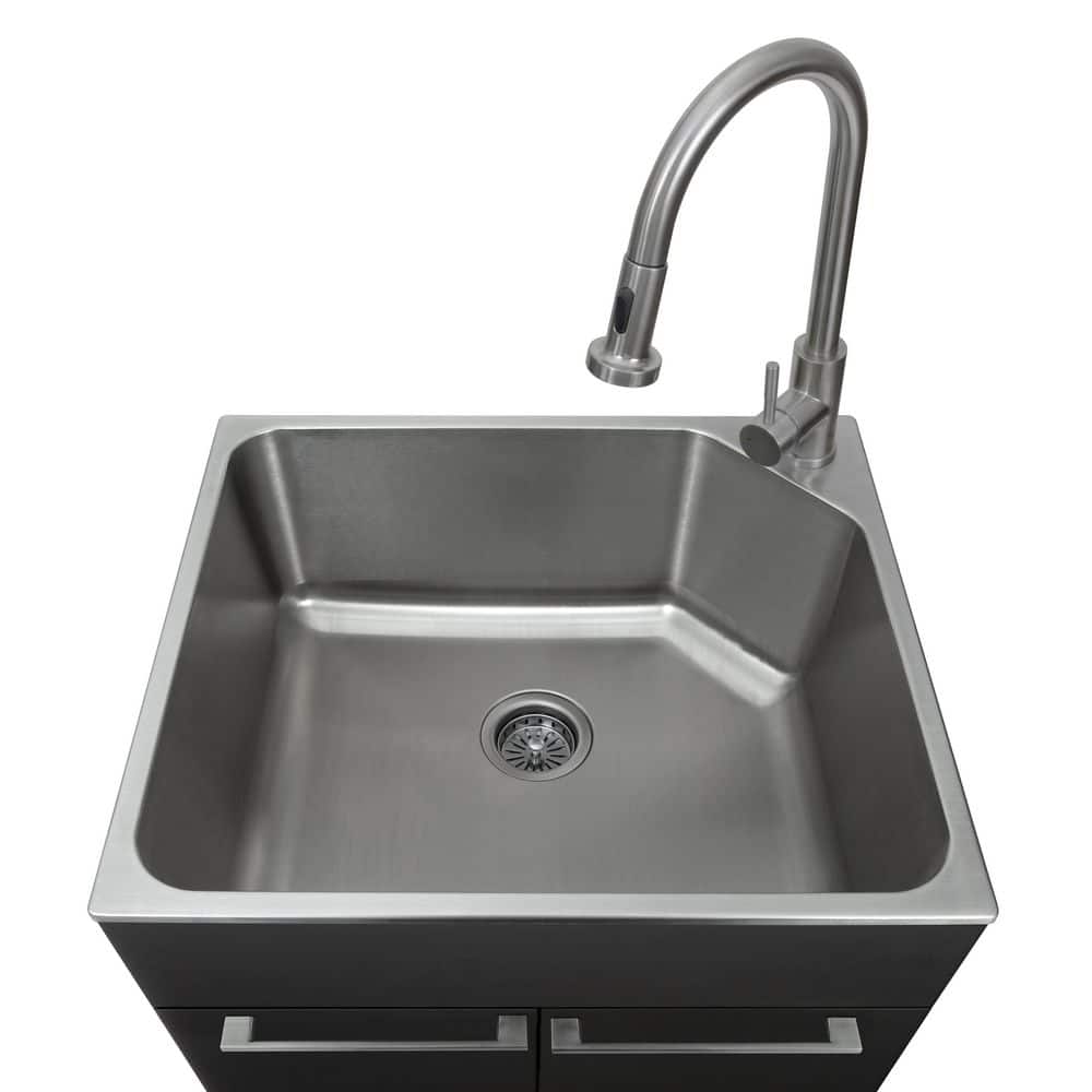 Black Stainless Steel Freestanding Laundry Sink with Faucet