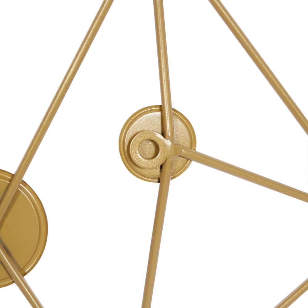 Gold Metal Geometric Wall Decor with Mirror Accents