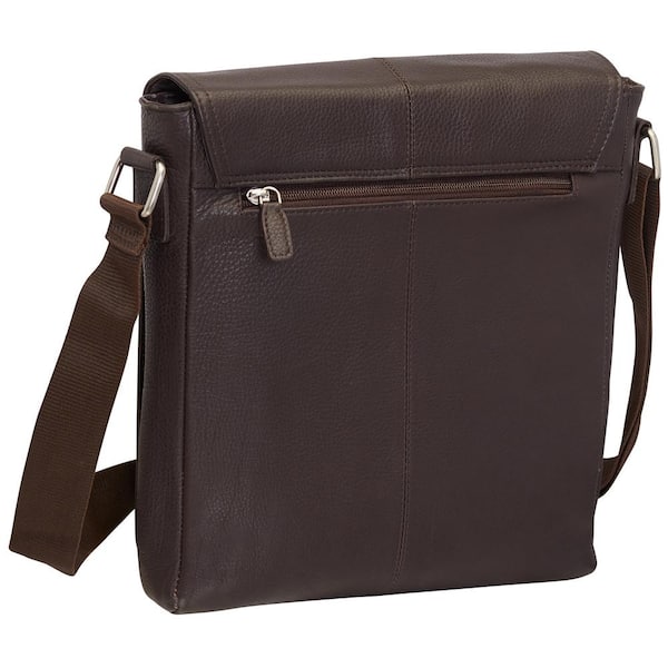 MANCINI Colombian Brown Leather Flap Messenger Bag for Tablet