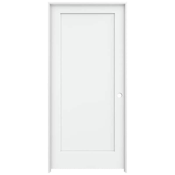 36 in. x 80 in. Madison White Painted Left-Hand Smooth Solid Core Molded Composite MDF Single Prehung Interior Door