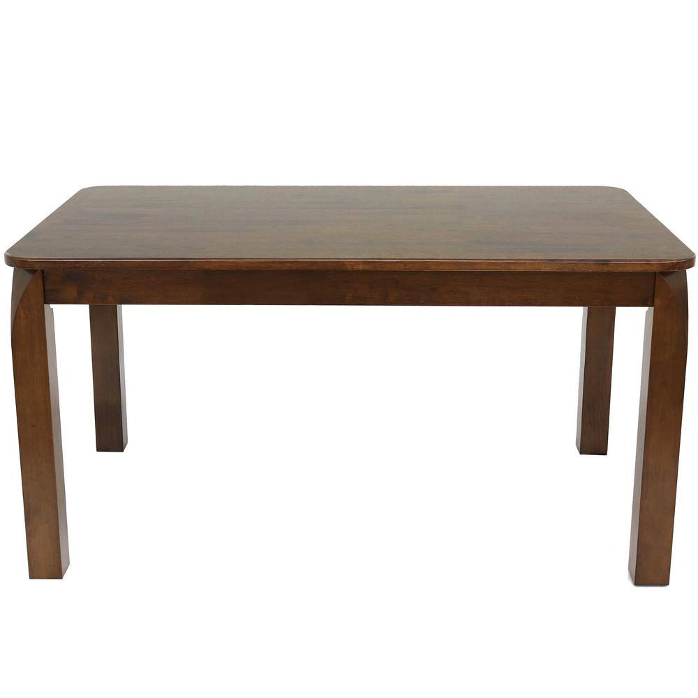 Dorian 62" Dark Walnut Solid Rubberwood Mid-Century Modern Dining Table