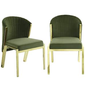 Green and Gold Velvet Metal Frame Dining Chair (Set of 2)