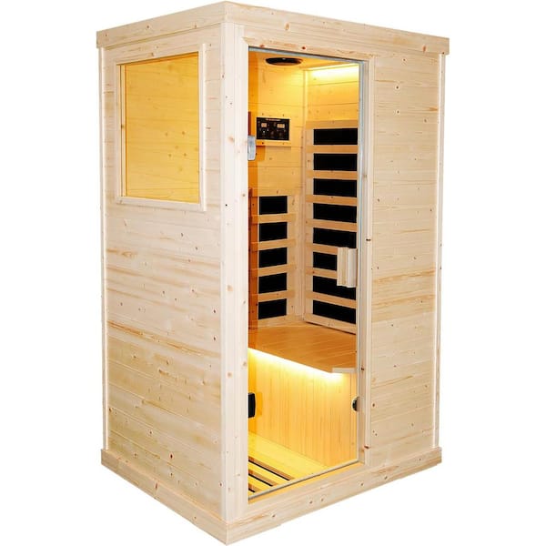 Moray 1-Person Indoor Spruce Sauna with 5 Far-infrared Carbon Heaters