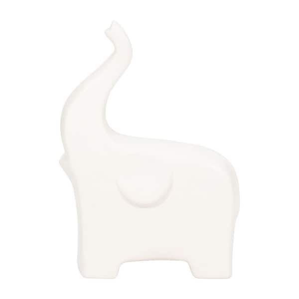 Ivory 5 in. x 7 in Ceramic Elephant Sculpture