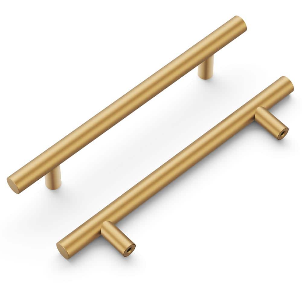 Brushed Brass Modern Bar Pulls with Mounting Hardware