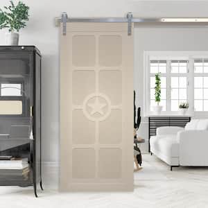 30 in. x 84 in. The Trailblazer Parchment Wood Sliding Barn Door with Hardware Kit in Black