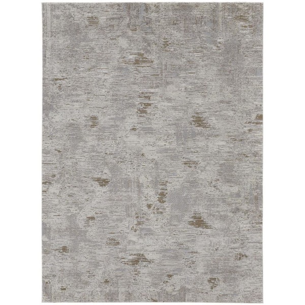 HomeRoots 9 x 12 Gray, Ivory Abstract Area Rug