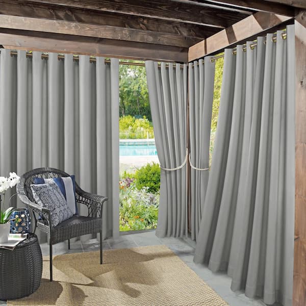 Sailor 54 in. W x 108 in. L Indoor/Outdoor UV Protectant Curtain Panel in Gray