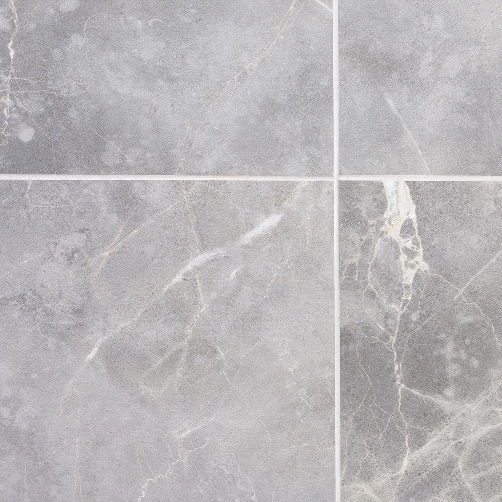 Grace 12" x 24" Matte Gray Porcelain Marble Look Tile