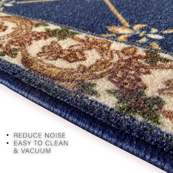 Fleur De Lis French Blue 26 in. W x 3 ft. L RunnerRug/Stair Runner 6.6 sq. ft.