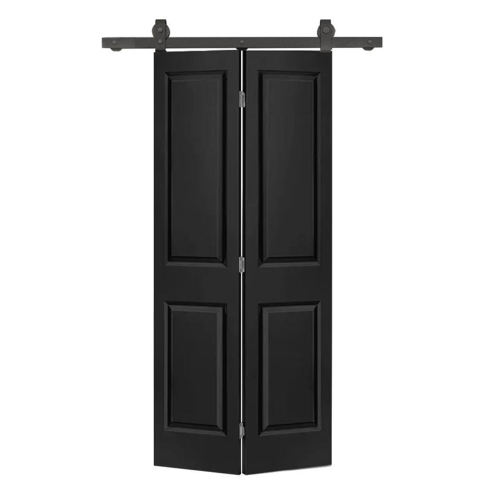 CALHOME 30 in. x 80 in. 2 Panel Black Painted MDF Composite BiFold