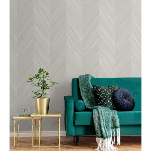 60.75 sq. ft. Crest Chevron Wood Embossed Vinyl Unpasted Wallpaper Roll