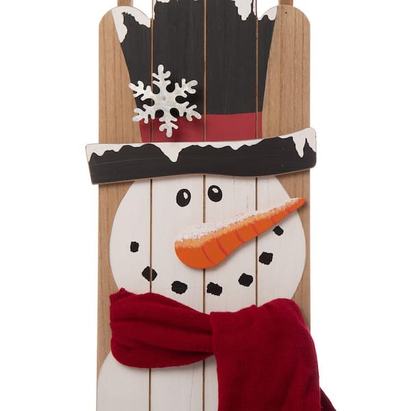 Glitzhome 42 in. H Wooden Christmas Snowman Porch Sign