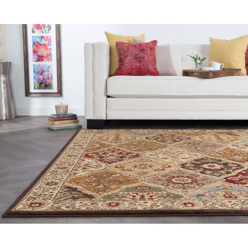 Traditional Multicolor Synthetic 5' x 7' Area Rug