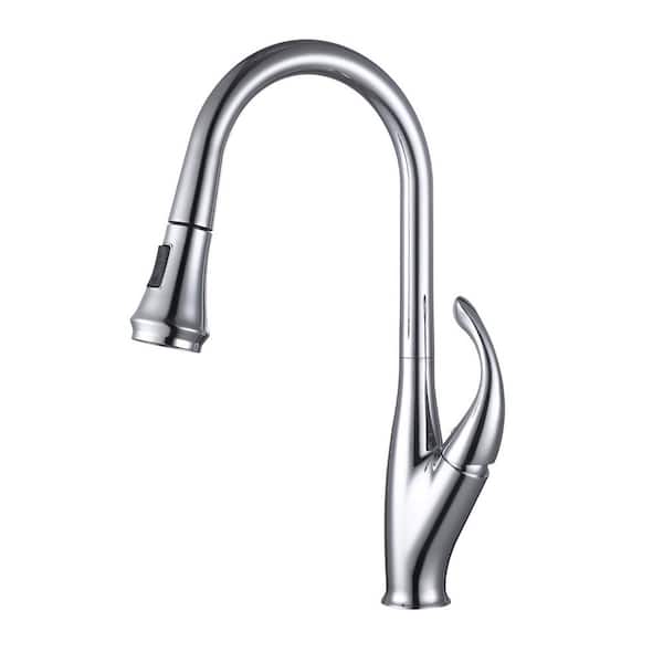 Satico 18.5 in. Single Handle Single Hole Pull Down Sprayer Kitchen Faucet with Stainless Steel 360 ° Spout Swivel  in Chrome