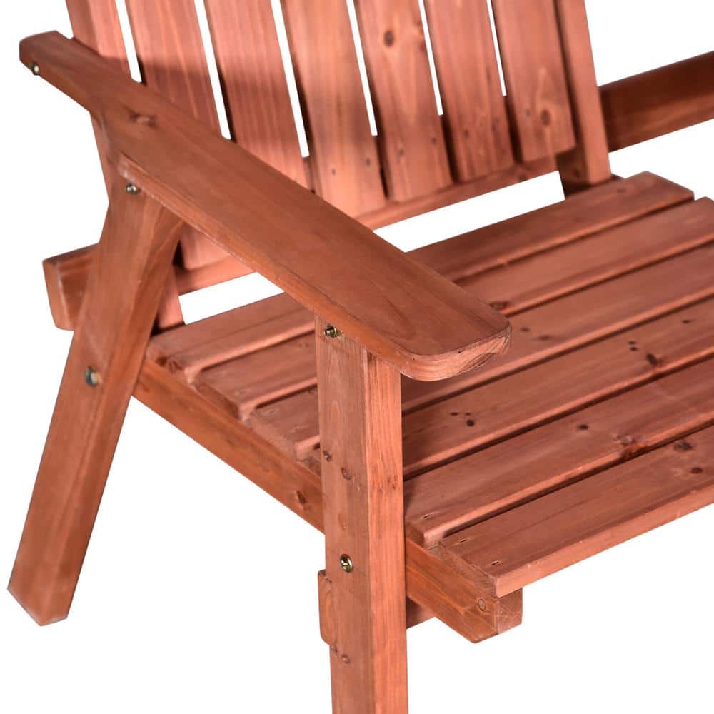 Orange Fir Wood Outdoor Tete-a-Tete Bench with Table