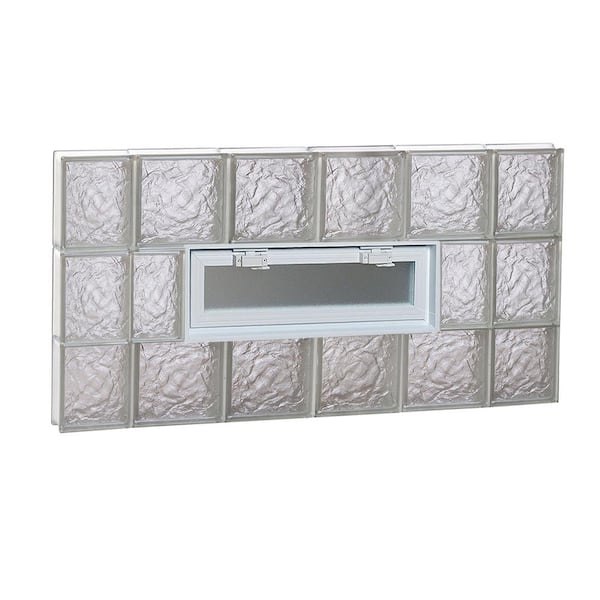 Clearly Secure 42.5 in. x 23.25 in. x 3.125 in. Frameless Ice Pattern Vented Glass Block Window