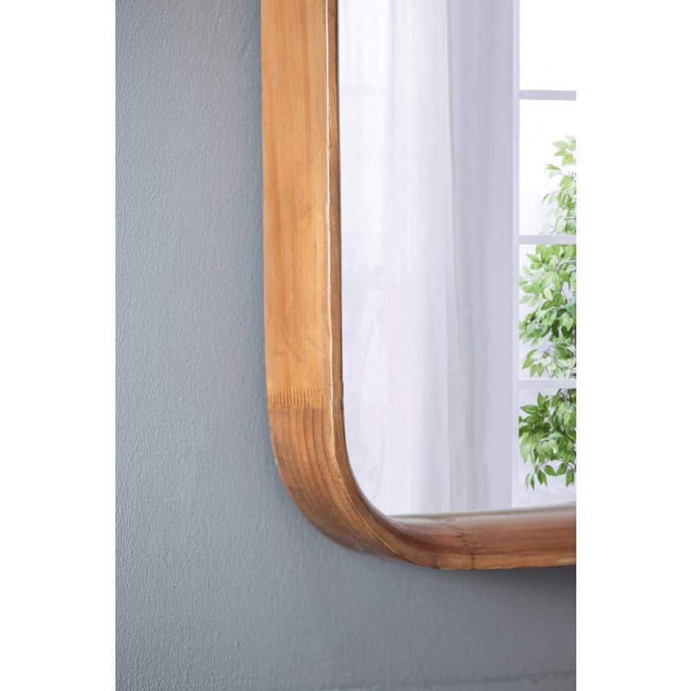 Wayne Light Brown Wood Square Wall Mirror
