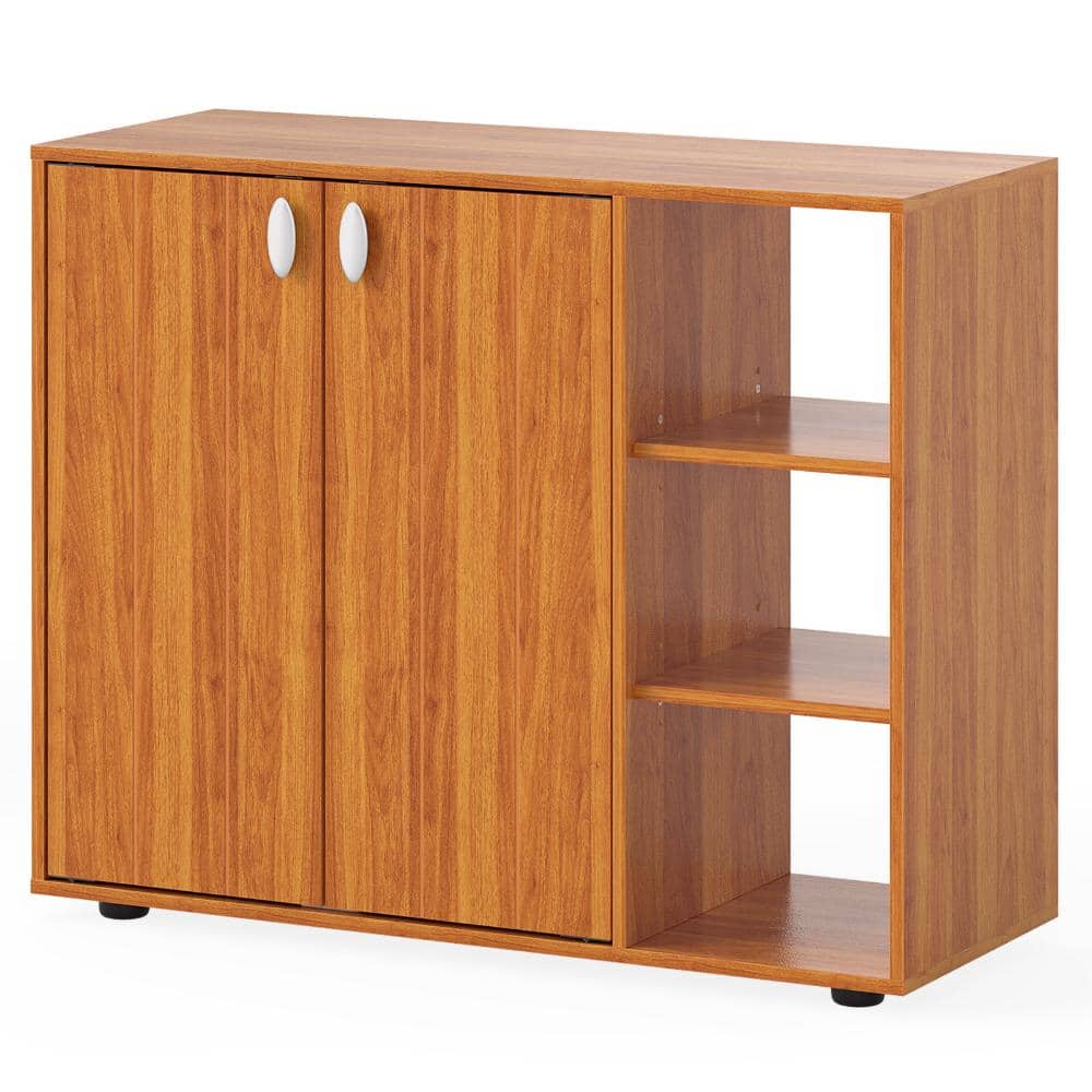 3-Tier Shoe Cabinet with 2 Doors and 3 Adjustable Open Shelves Magnetic Catch Anti-Tipping for Entryway
