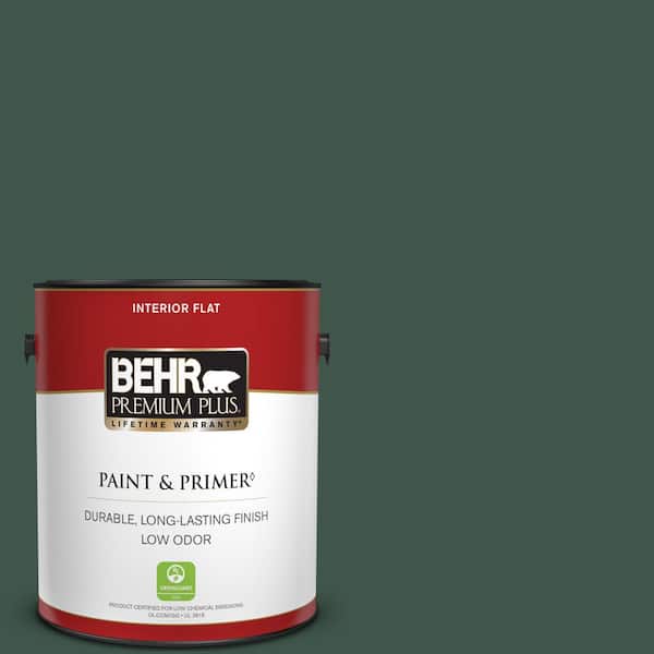 BEHR PREMIUM PLUS 1 gal. #470F-7 Deep Jungle Flat Low Odor Interior Paint & Primer