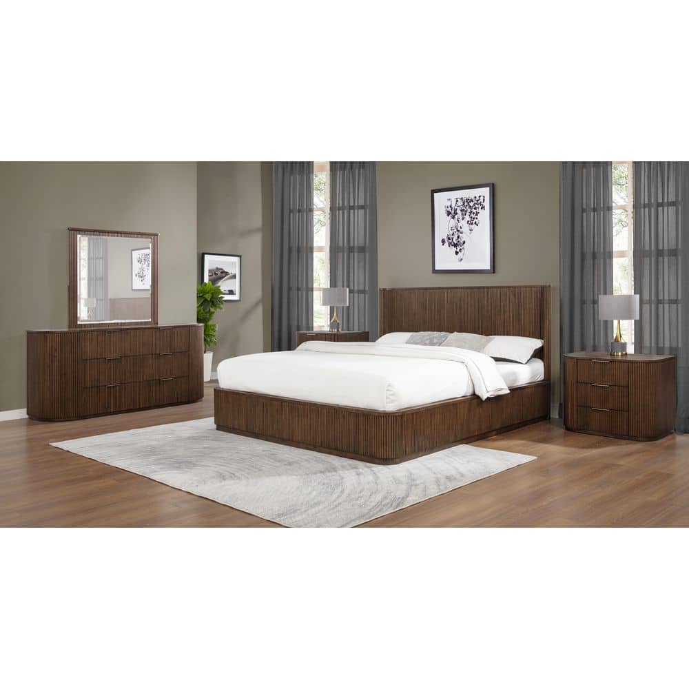 Best Master Furniture Qetora Brown Wood Frame Organic Modern