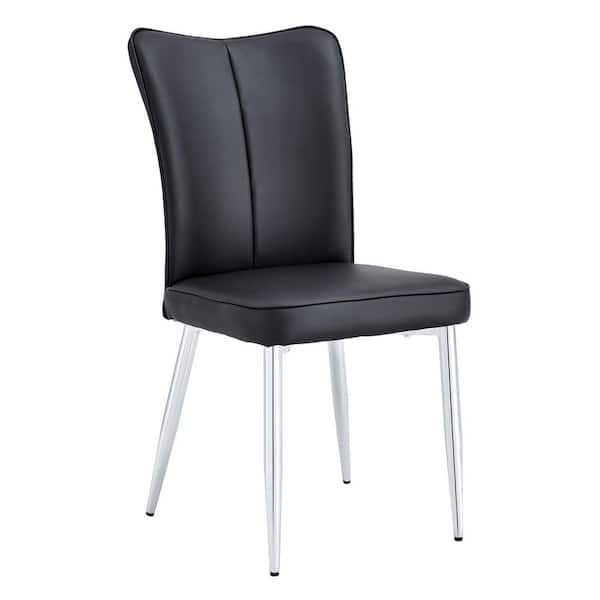 Modern Black PU Leather Seat Dining Chairs (Set of 2) for Kitchen, Living, Dining Room
