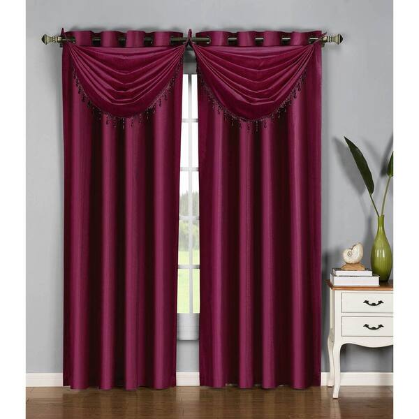 Window Elements Purple Faux Silk Extra Wide Grommet Room Darkening Curtain - 54 in. W x 84 in. L