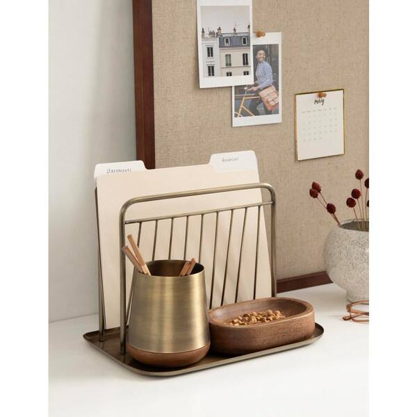 Koni Brown 8 in. H x 5 in. W Rectangle Metal Desk Organizer