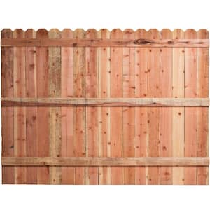 6 ft. H x 8 ft. W Construction Common Redwood Dog-Ear Fence Panel