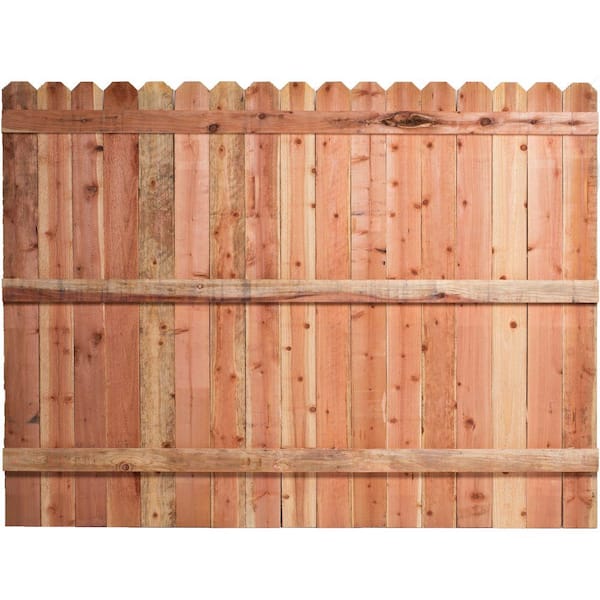 Mendocino Forest Products 6 ft. H x 8 ft. W Construction Common Redwood Dog-Ear Fence Panel