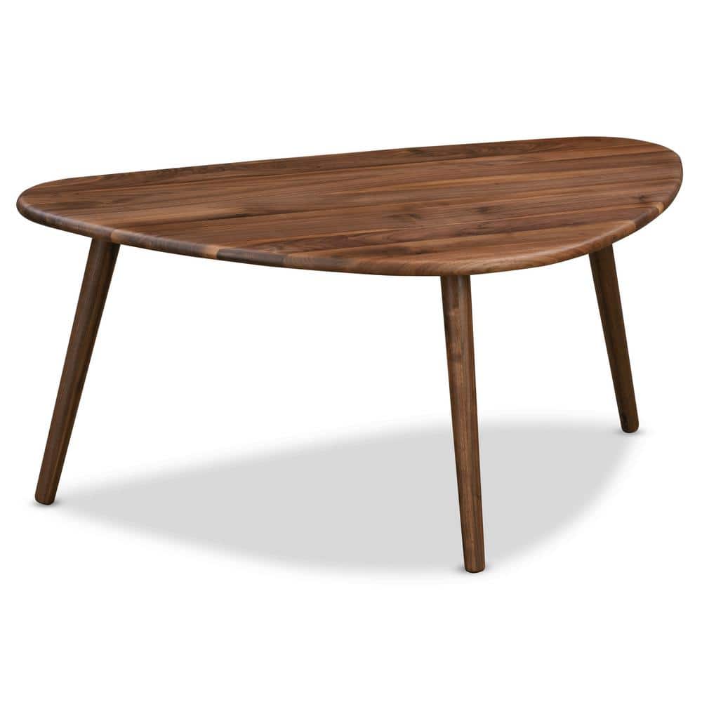 Mid-Century Modern Oval Walnut Wood Coffee Table, 38.5"
