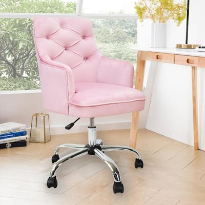 white and pink desk chair