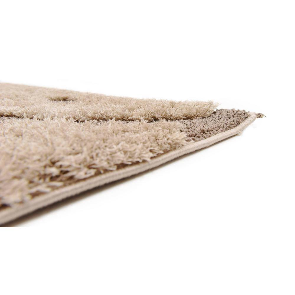 Light Brown Floral Shag Easy-Care Rectangular Area Rug, 9' x 12'