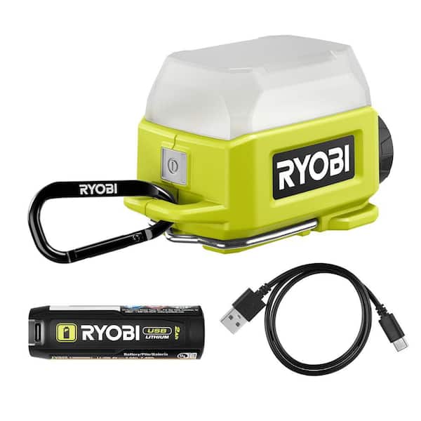 RYOBI USB Lithium Compact Cordless Area Light Kit with (1) 2Ah USB Battery and Charging Cable