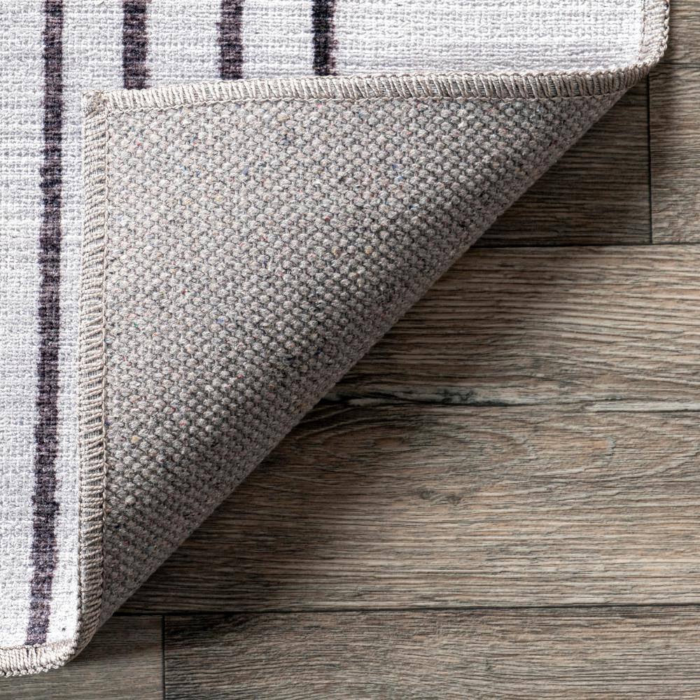 Burnt Orange and Dusty White Abstract 6' x 9' Synthetic Area Rug