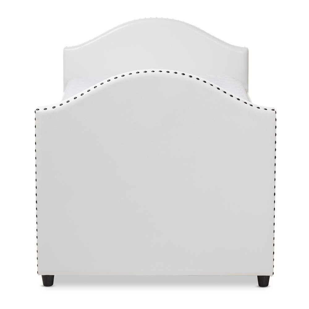 White Twin Faux Leather Upholstered Daybed with Trundle