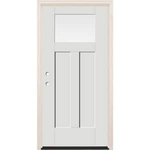 36 in. x 80 in. Right-Hand 1-Lite Alpine Painted Fiberglass Prehung Front Door with 6-9/16 in. Frame and Bronze Hinges