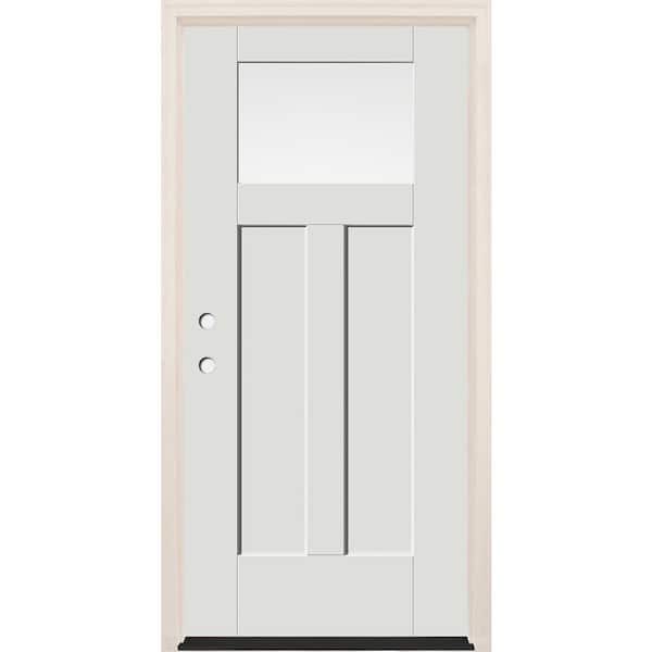 Builders Choice 36 in. x 80 in. Right-Hand 1-Lite Alpine Painted Fiberglass Prehung Front Door with 6-9/16 in. Frame and Bronze Hinges