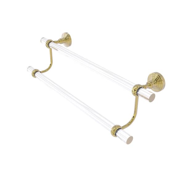 Allied Brass Pacific Grove Collection 30 in. Wall Mounted Double Towel Bar with Twisted Accents in Unlacquered Brass
