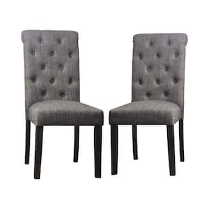 Lorcan Upholstered Antique Black and Gray Side Chairs (Set of 2)