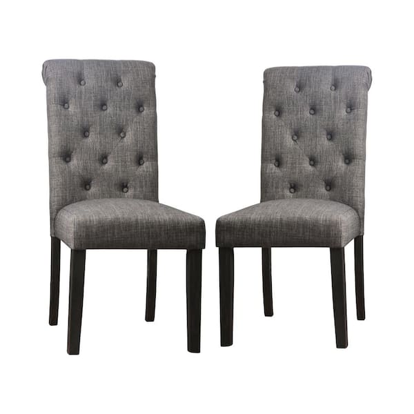 Furniture of America Lorcan Upholstered Antique Black and Gray Side Chairs (Set of 2)