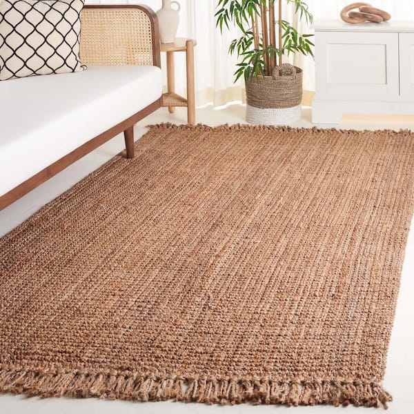 Natural Fiber Beige 6 ft. x 9 ft. Solid Woven Area Rug