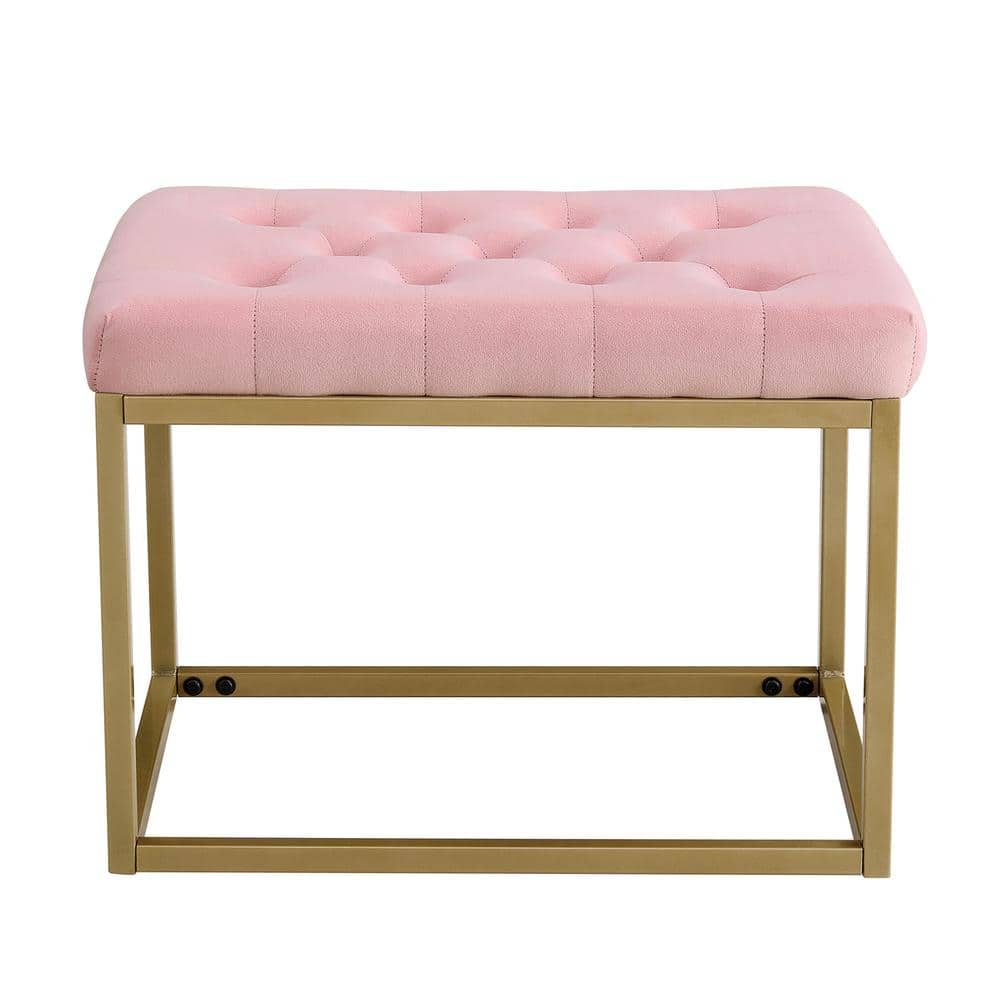 Small Foot Stool Ottoman, Pink Velvet Ottoman Rectangle Footrest, Bedside  Step Stool with Wood Legs, Small Rectangular Stool, Foot Rest for Couch