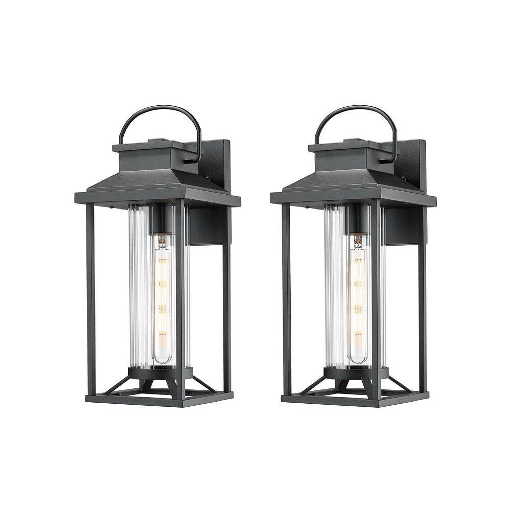 Gidal 7 in. Black Outdoor Hardwired Wall Lantern Sconce with No Bulbs Included (2 Pack) price history on PriceWatchPro